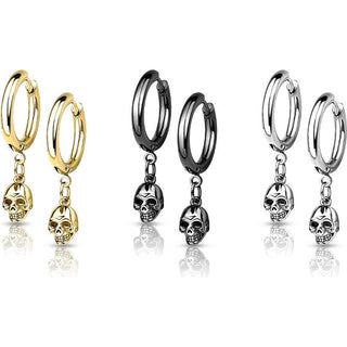 Earring 316L Hoop Earrings Skull Dangle 1 Pair Clicker