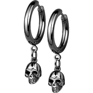 Earring 316L Hoop Earrings Skull Dangle 1 Pair Clicker