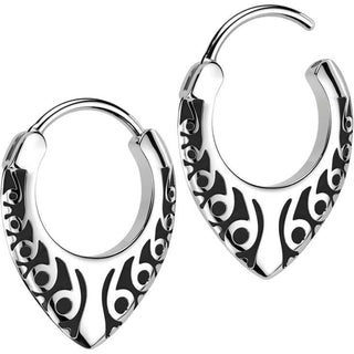 Hoop Earring upside down tribal
