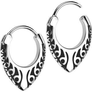 Hoop Earring upside down tribal