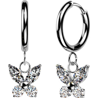 Earring Marquise Round Zirconia Butterfly Dangle 1 Pair