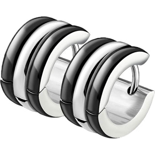 Earring 316L Triple Dome Hoop Huggie Earrings 1 Pair Clicker