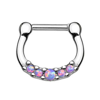 Septum Piercing Clicker 5 Ópalo Plata Clicker