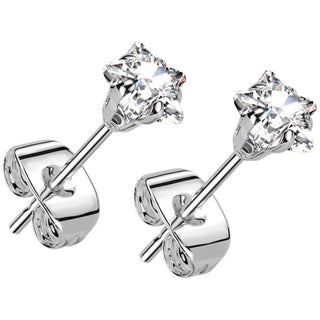 Stud Earring prong setting zirconia