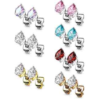 Stud Earring 316L Teardrop Cubic Zirconia Stud Earring 1 Pair