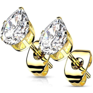Stud Earring 316L Teardrop Cubic Zirconia Stud Earring 1 Pair