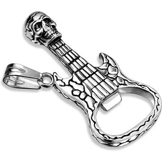 Abrebotellas de plata con guitarra y calavera
