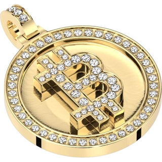 Pendant 316L Pendant Bitcoin with Cubic Zirconia Gold