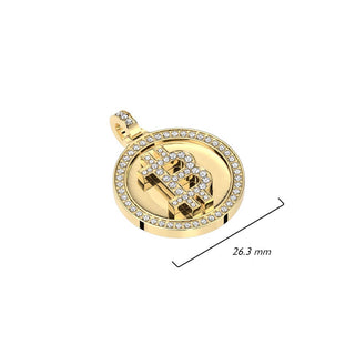 Pendant 316L Pendant Bitcoin with Cubic Zirconia Gold