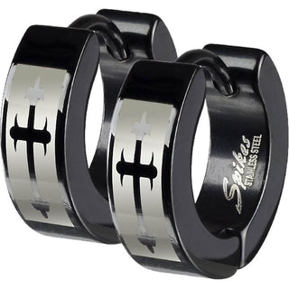 Earring Cross Gothic Black Clicker