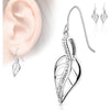 Earring 316L Hook Earrings Cubic Zirconia Lined Leaf 1 Pair