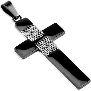 Cruz Negra con cadenas de plata