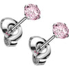 Titanium Stud Earring Titan Earring Studs Press Cut Martini Setting Cubic Zirconia 1 Pair
