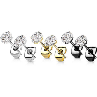Titanium Stud Earring Titan Earring Studs Prong Setting Round Cubic Zirconia 1 Pair