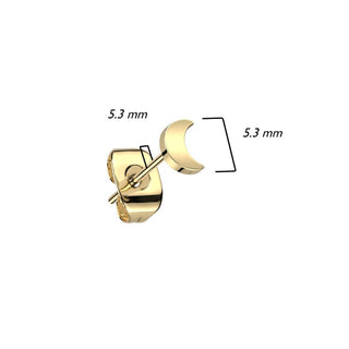 Titanium Stud Earring Titan Earring Stud Flat Crescent Moon Shaped Top 1 Pair