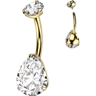 Titanium Belly Button Piercing Drop Zirconia Internally Threaded