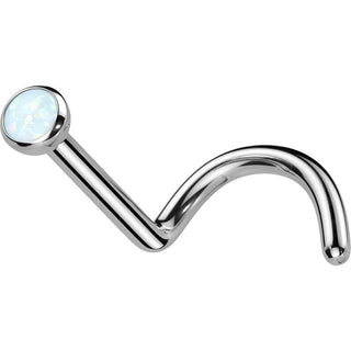 Titanium Nose Screw Opal Round