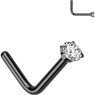 Titanium Nose L-Shape Zirconia Round Silver