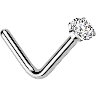 Titanium Nose L-Shape Zirconia Round Silver