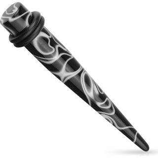 Acrylic Stretching Bar Acrylic Taper Marble Swirl Black with Double O-Rings