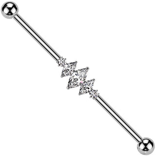 Titanio Barbell Industrial 3 talla marquesa 2 circonitas redondas Rosca interna