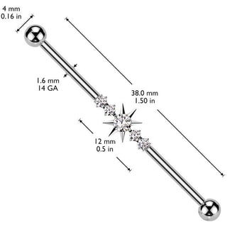 Titanio Barbell Industrial pinchos circonita Rosca interna