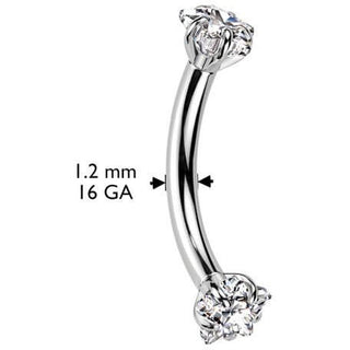 Titanium Curved Barbell star zirconia Internally Threaded