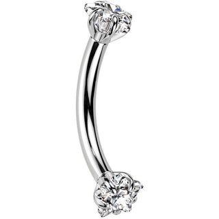 Titanium Curved Barbell star zirconia Internally Threaded