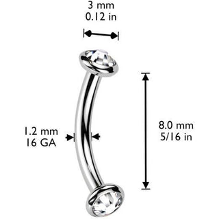 Titanium Curved Barbell zirconia opal Internally Threaded