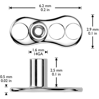 Titanio Base microdermal Engaste de garra de circonita de 2,5 mm de altura Rosca interna