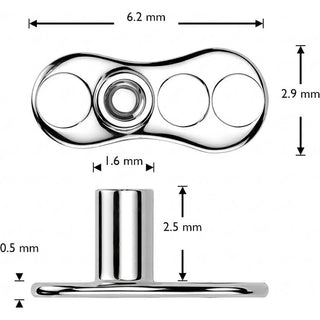 Titanium Dermal Anchor 3 holes natural stone Internally Threaded