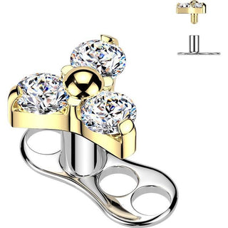 Titanium Dermal Anchor 3 hole triangle zirconia Internally Threaded