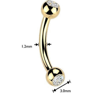 Titanium Curved Barbell ball zirconia PVD coating Internally Threaded