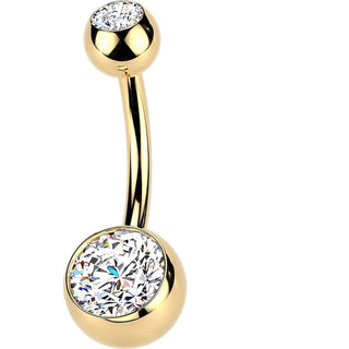 Titanium Belly Button Piercing double zirconia PVD coating Internally Threaded