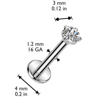 Titanio Estrella circonita incrustada Rosca interna Labret