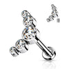 Titanio Labret 5 Circonita Plana Plata Rosca interna Labret