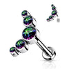 Titanio Labret 5 Circonita Plana Plata Rosca interna Labret
