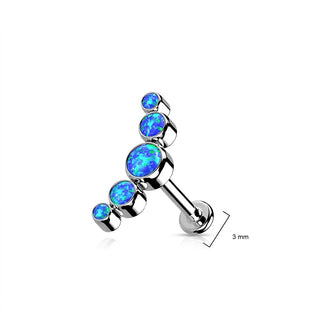 Titanium Labret 5 Opal Silver Internally Threaded