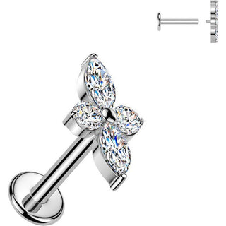 Titanium Labret flower zirconia Internally Threaded