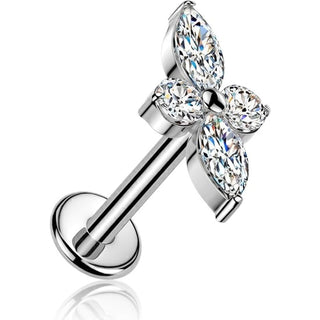Titanium Labret flower zirconia Internally Threaded