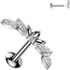 Titanium Labret zirconia marquise cut Internally Threaded