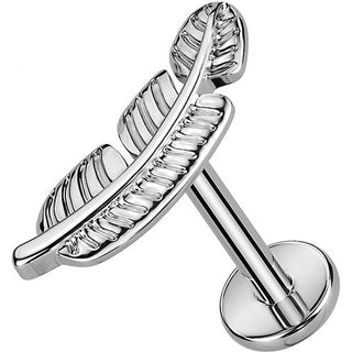 Titanium Labret Feather Internally Threaded