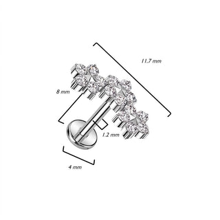 Titanium Labret Flower Zirconia Internally Threaded