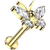 Titanium Labret butterfly zirconia Internally Threaded