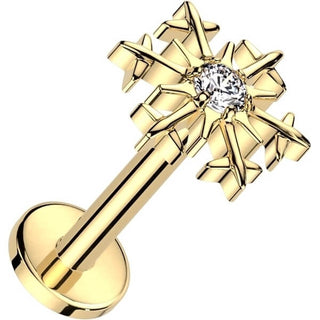 Titanium Labret Snowflake Zirconia Internally Threaded