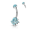 Titanium Belly Button Piercing Zirconia Silver Internally Threaded