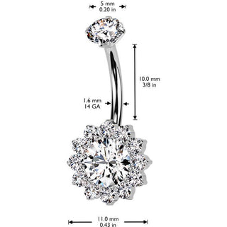 Titanium Belly Button Piercing flower zirconia Internally Threaded