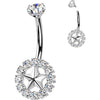 Titanium Belly Button Piercing star zirconia Internally Threaded