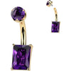 Titanium Belly Button Piercing rectangle natural gem stone Internally Threaded