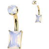 Titanium Belly Button Piercing rectangle natural gem stone Internally Threaded